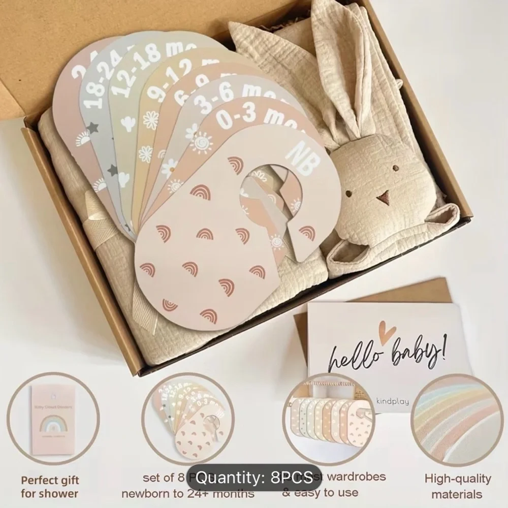 NWT 8 Pc. Plastic Pastel Infant Closet Divider Hangers, Wardrobe Organizer